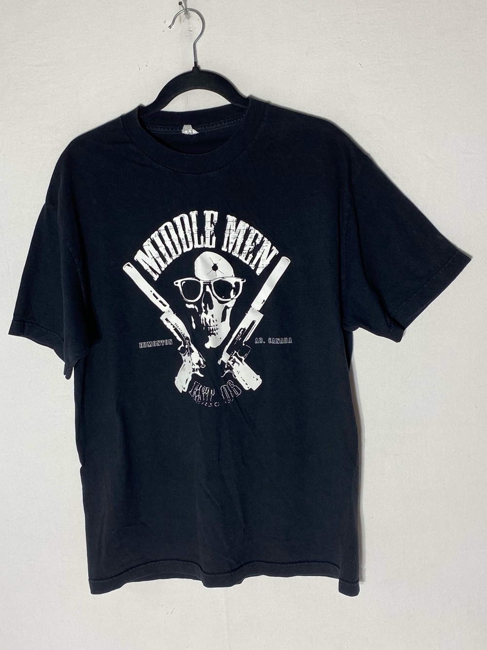 Vintage Middle Men Edmonton AB Canada Skull Graphic Band T Shirt L Grunge Retro